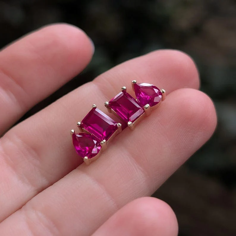 The Aurora - Toi et Moi Ruby Earrings - Image 6