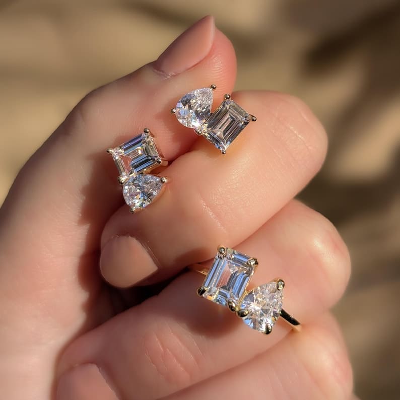 The Aurora - Toi et Moi Moissanite Ring - Image 2