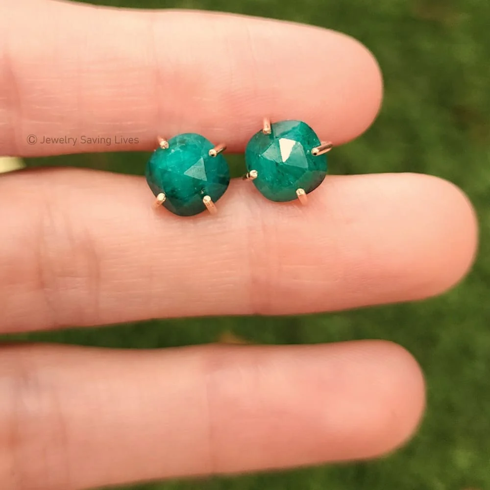 The Colette - Natural Emerald Studs - Image 8