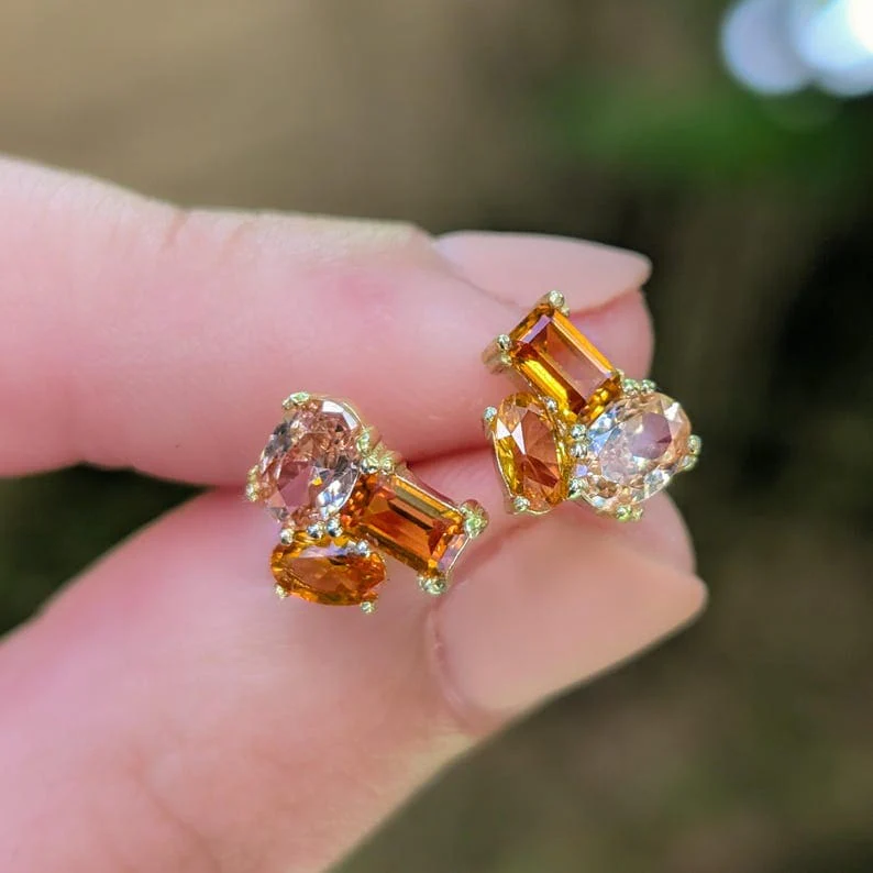 The Elia - Citrine Small Cluster Studs - Image 11