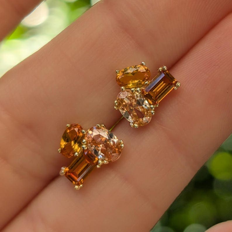 The Elia - Citrine Small Cluster Studs - Image 12