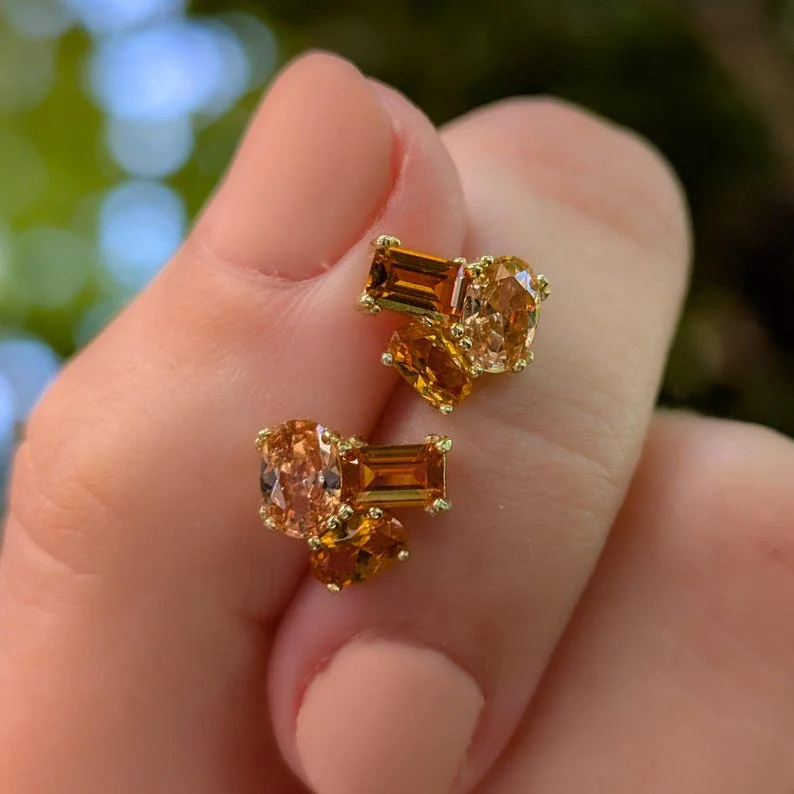 The Elia - Citrine Small Cluster Studs - Image 13