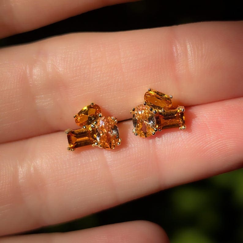 The Elia - Citrine Small Cluster Studs - Image 14
