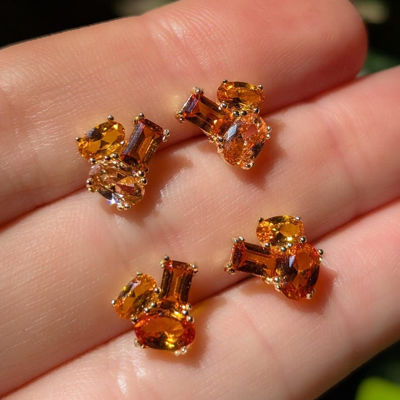 The Elia - Citrine Small Cluster Studs - Image 15