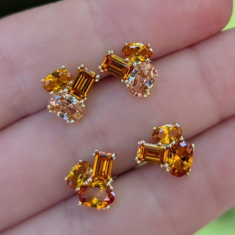 The Elia - Citrine Small Cluster Studs - Image 16