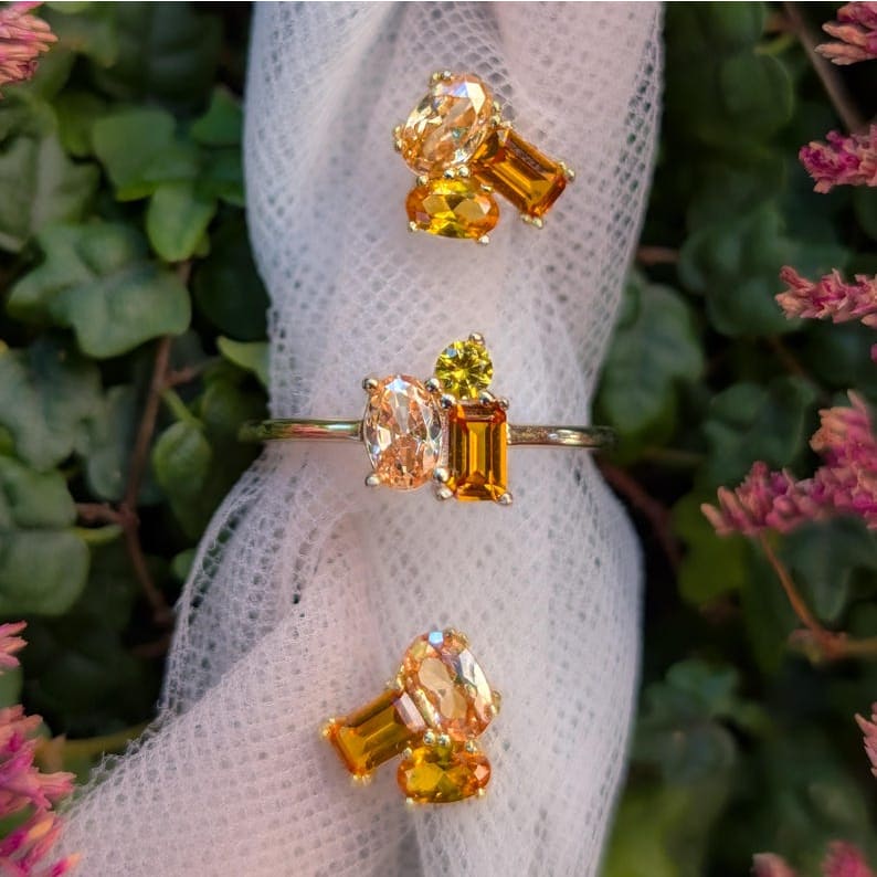 The Elia - Citrine Small Cluster Studs - Image 5