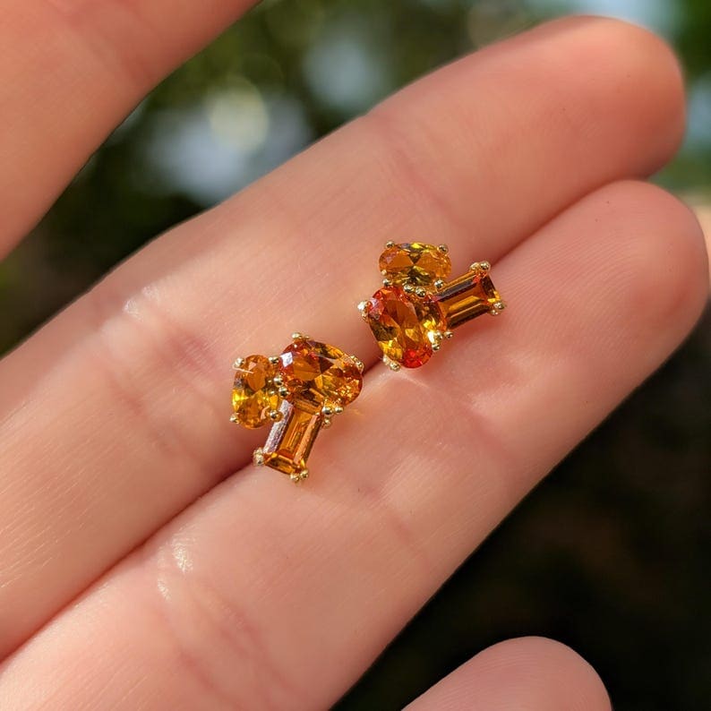 The Elia - Citrine Small Cluster Studs - Image 6