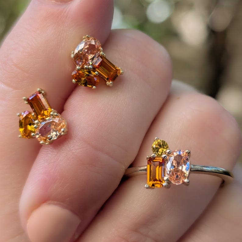 The Elia - Citrine Small Cluster Studs - Image 9
