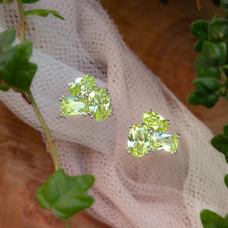 The Elia - Peridot Small Cluster Studs - Image 10