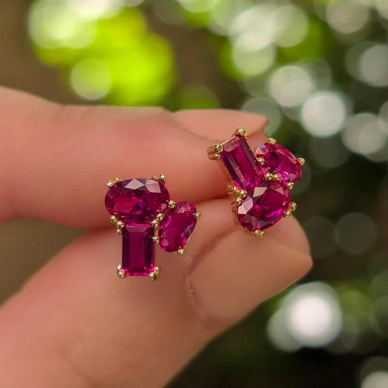 The Elia - Ruby Small Cluster Studs - Image 10