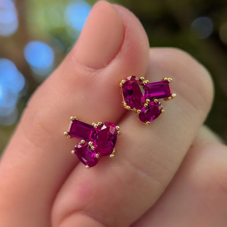 The Elia - Ruby Small Cluster Studs - Image 12