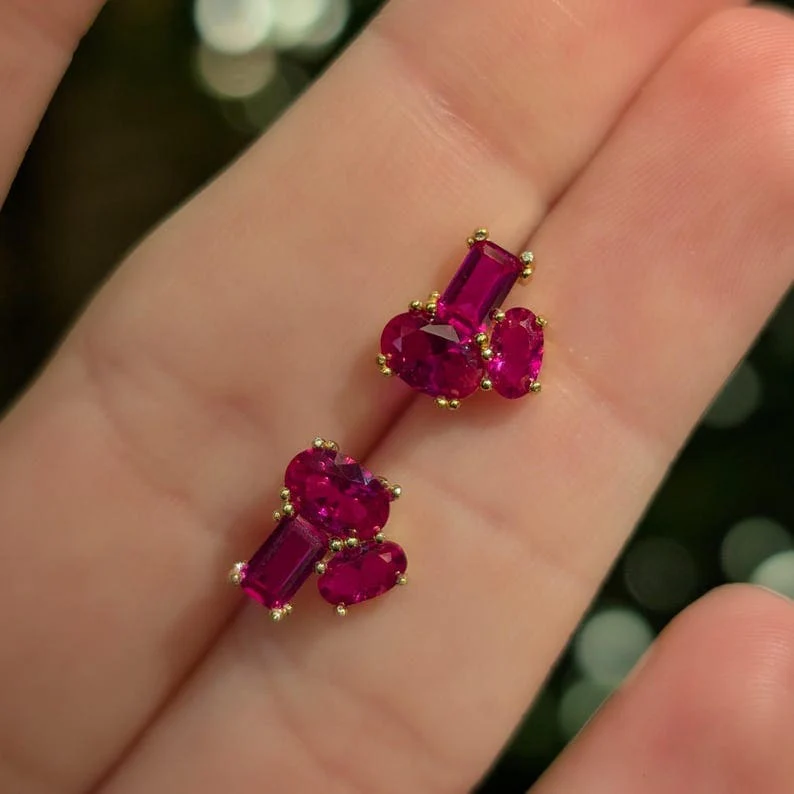 The Elia - Ruby Small Cluster Studs - Image 13