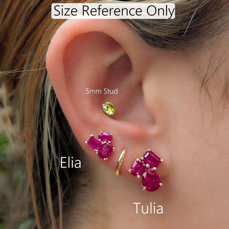The Elia - Ruby Small Cluster Studs - Image 4