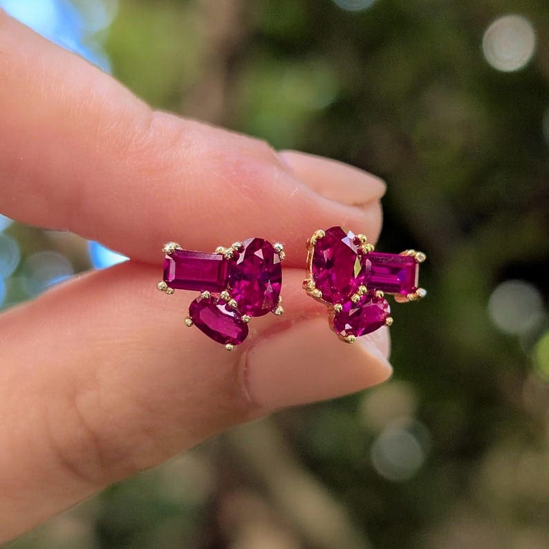 The Elia - Ruby Small Cluster Studs - Image 5