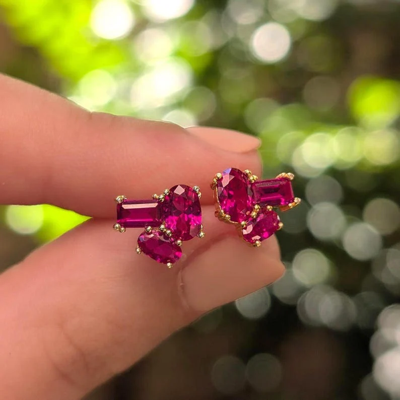 The Elia - Ruby Small Cluster Studs - Image 7