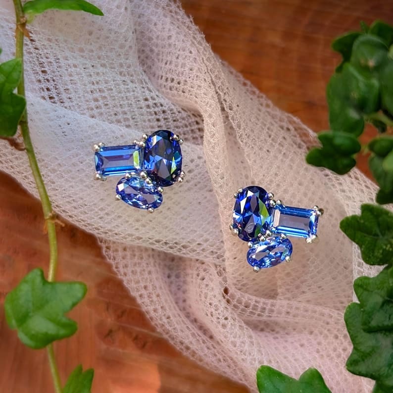 The Elia - Tanzanite Small Cluster Studs - Image 5