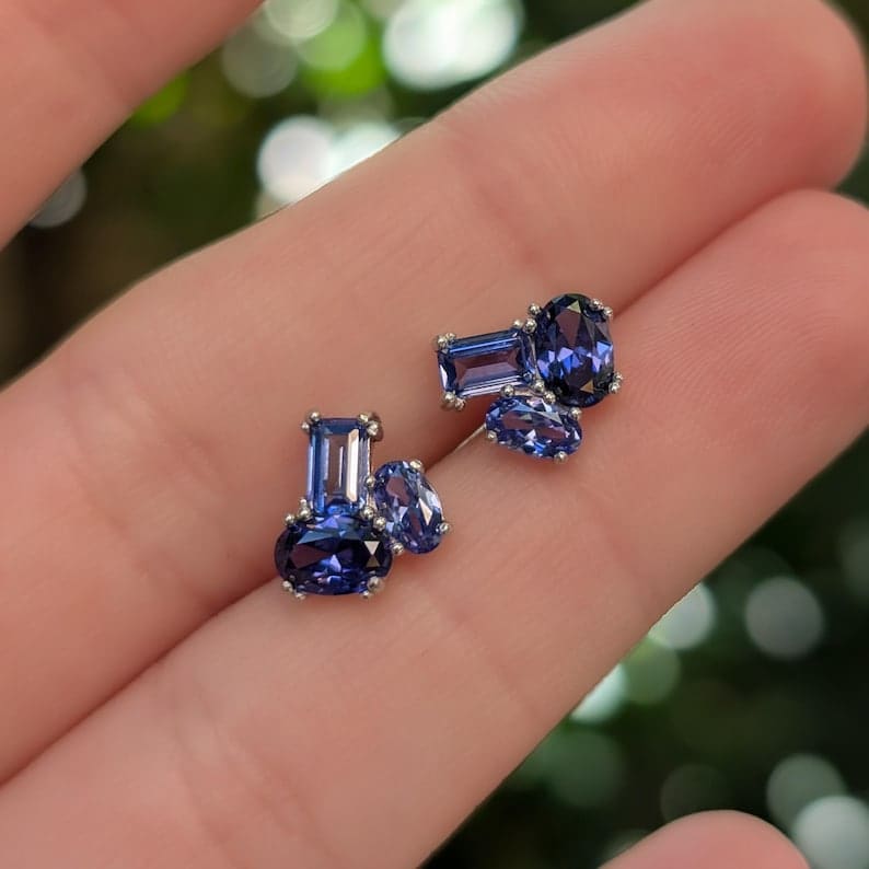 The Elia - Tanzanite Small Cluster Studs - Image 7