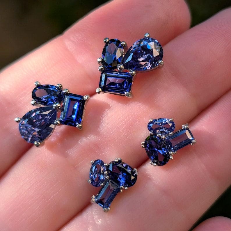 The Elia - Tanzanite Small Cluster Studs - Image 8