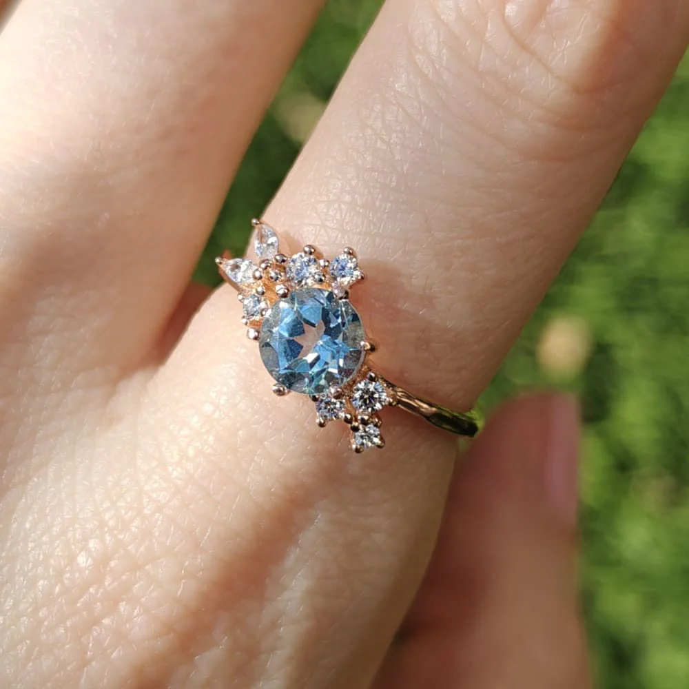 The Heirloom - Natural Aquamarine Cluster Ring - Image 7