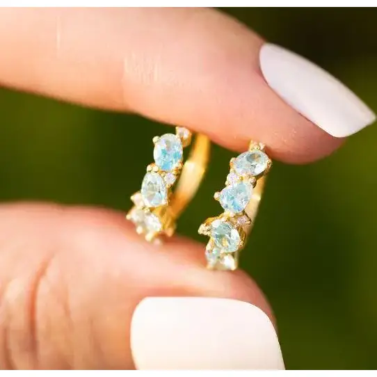 The Legacy Earrings - Aquamarine Hoops - Image 11
