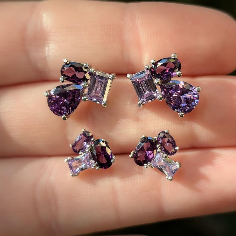 The Tulia - Amethyst Cluster Studs - Image 11