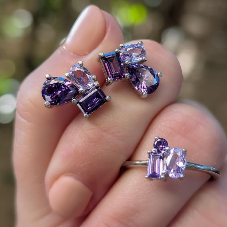 The Tulia - Amethyst Cluster Studs - Image 5