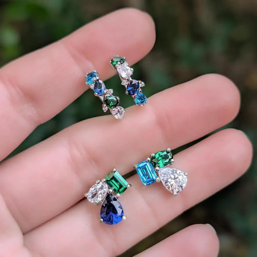 The Tulia - Custom Gemstone Cluster Studs - Image 5