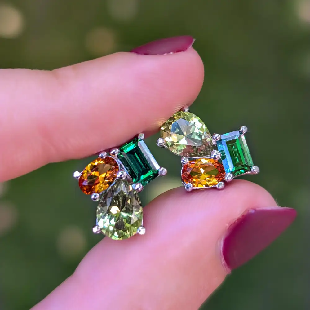 The Tulia - Custom Gemstone Cluster Studs - Image 7