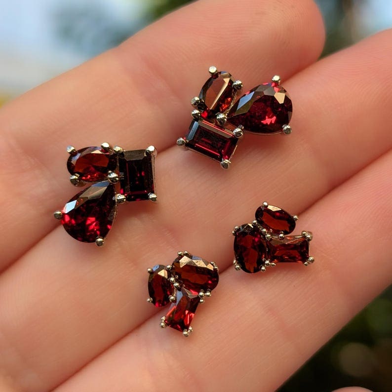 The Tulia - Garnet Cluster Studs - Image 10