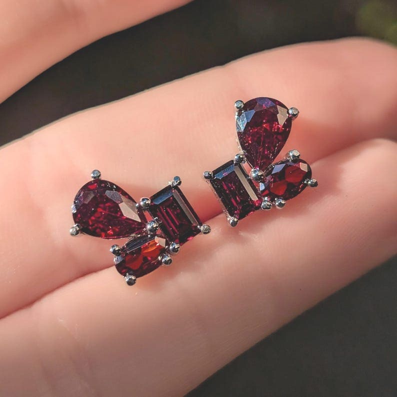 The Tulia - Garnet Cluster Studs - Image 8