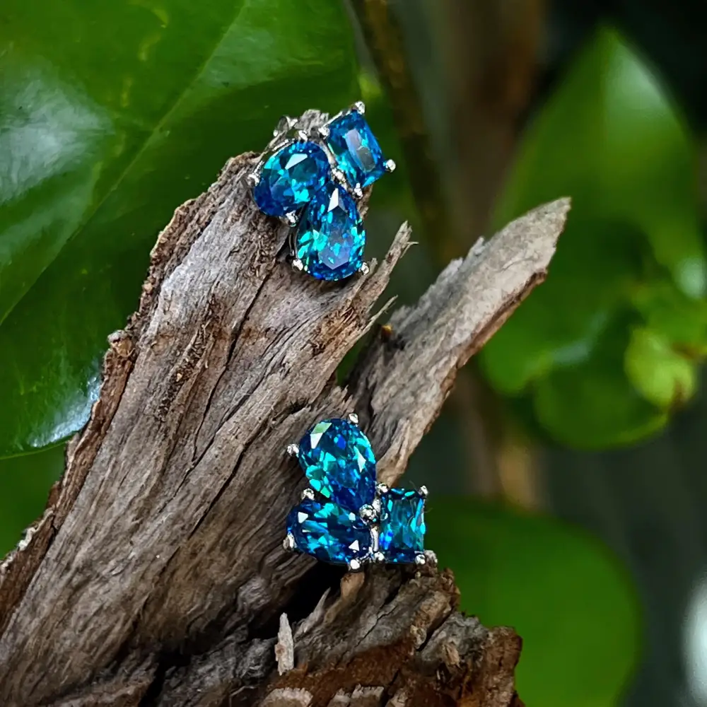The Tulia - London Blue Topaz Cluster Studs - Image 10