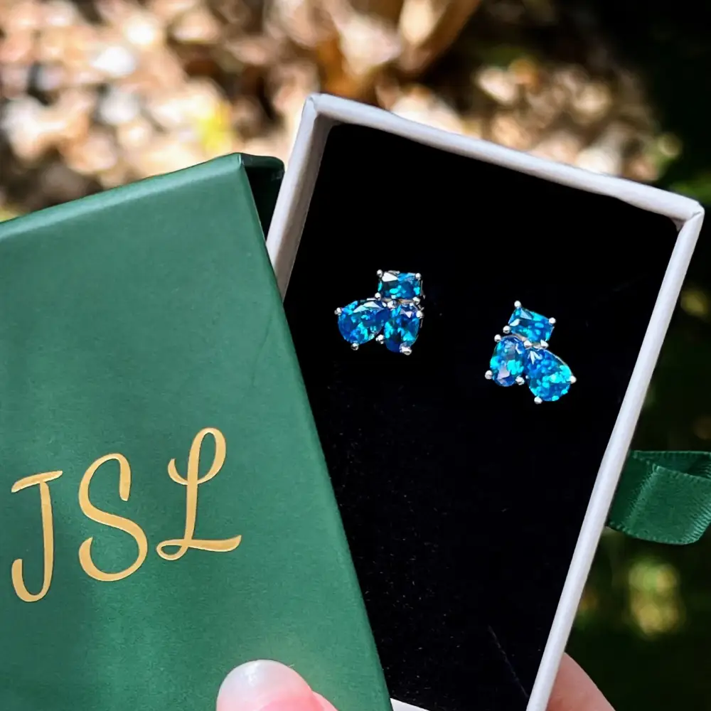 The Tulia - London Blue Topaz Cluster Studs - Image 6