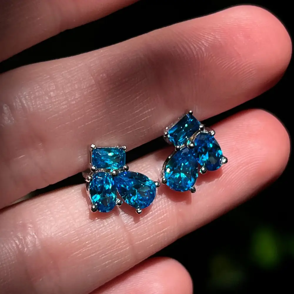 The Tulia - London Blue Topaz Cluster Studs - Image 9