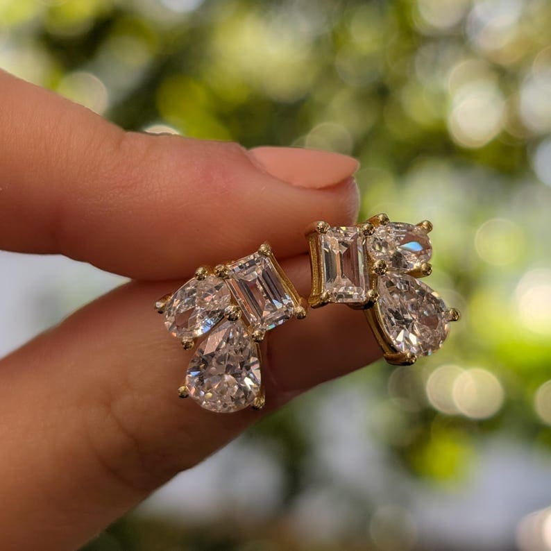 The Tulia - Moissanite Cluster Studs - Image 11
