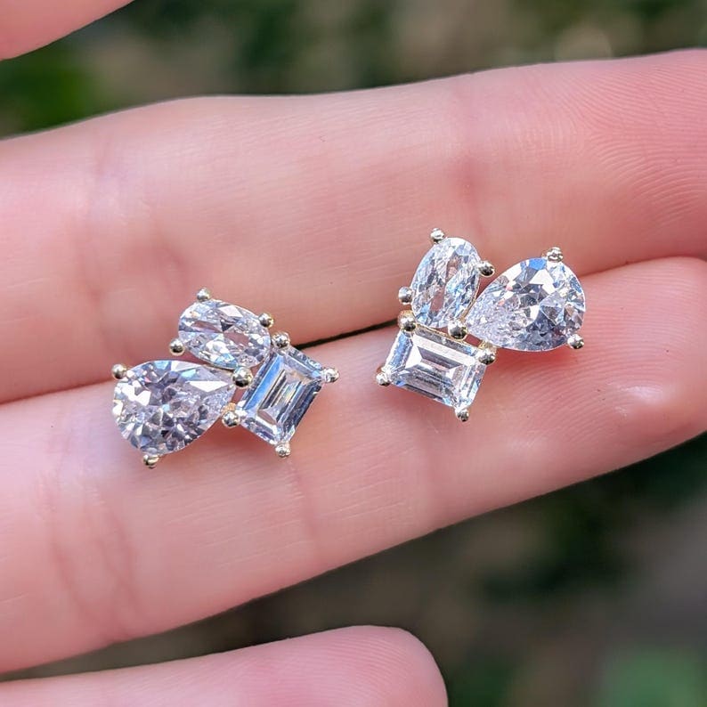 The Tulia - Moissanite Cluster Studs - Image 8
