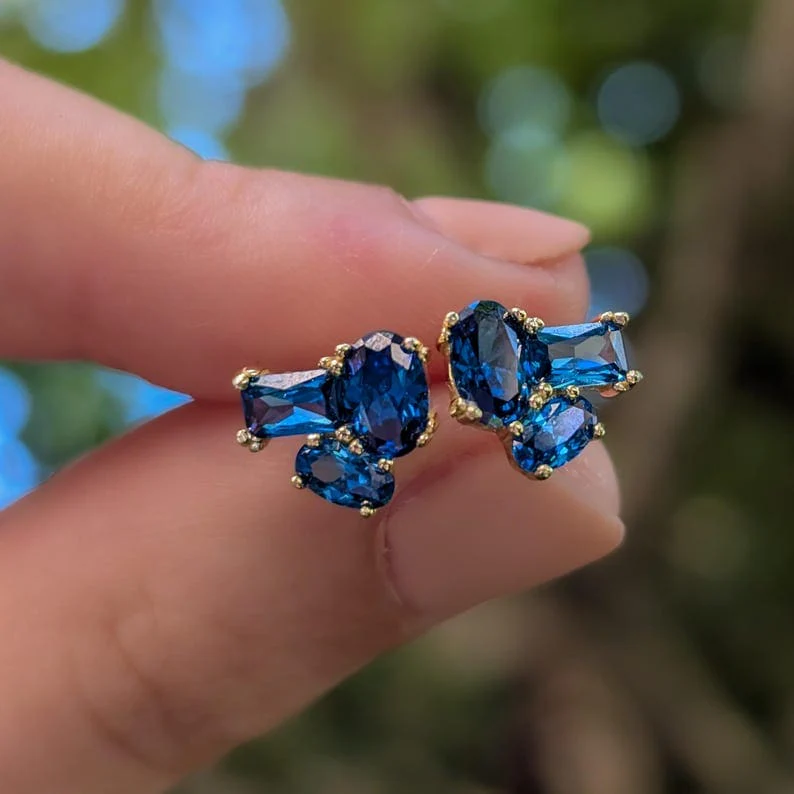 The Tulia - Sapphire Cluster Studs - Image 7
