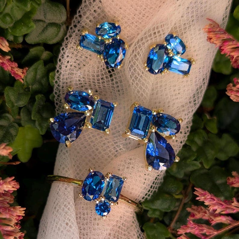 The Tulia - Sapphire Cluster Studs - Image 8