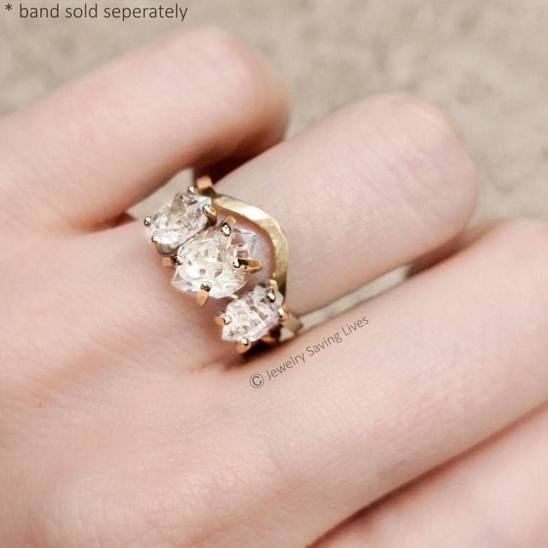 Three Stone Herkimer Diamond Ring - Image 4