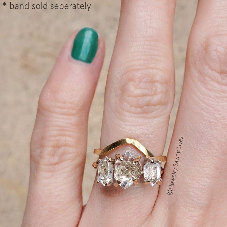 Three Stone Herkimer Diamond Ring - Image 5