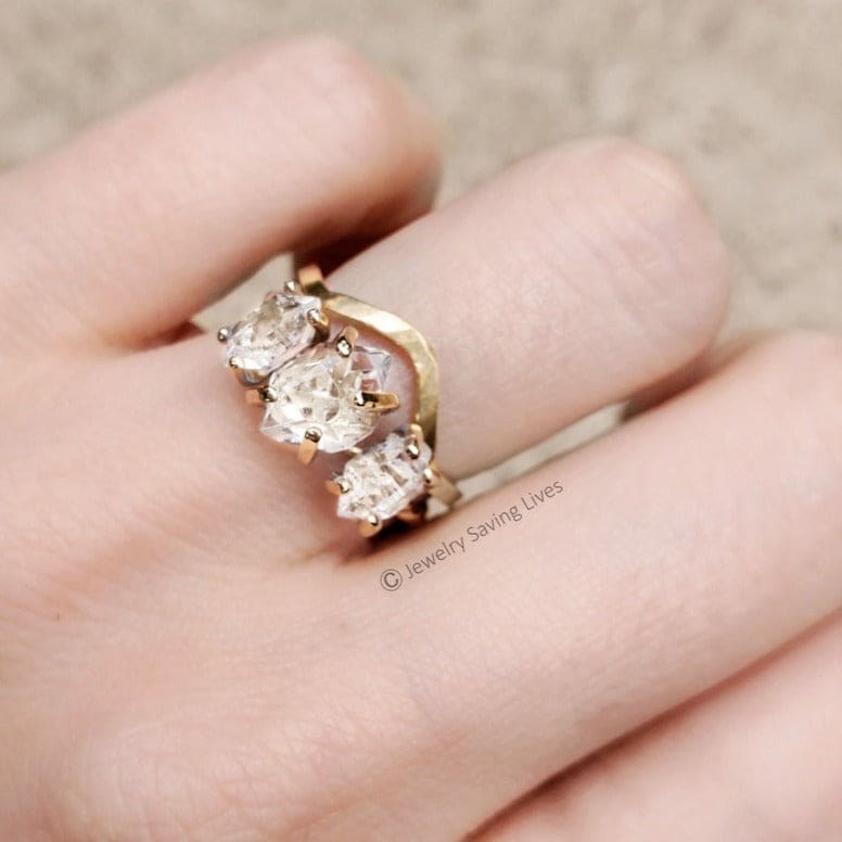 Three Stone Herkimer Diamond Ring - Image 6