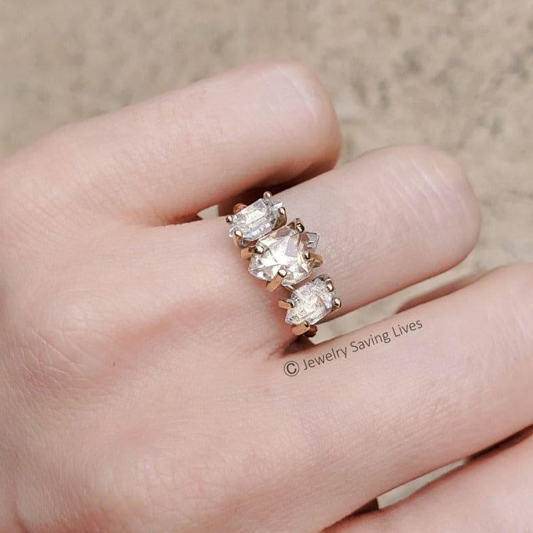 Three Stone Herkimer Diamond Ring - Image 7