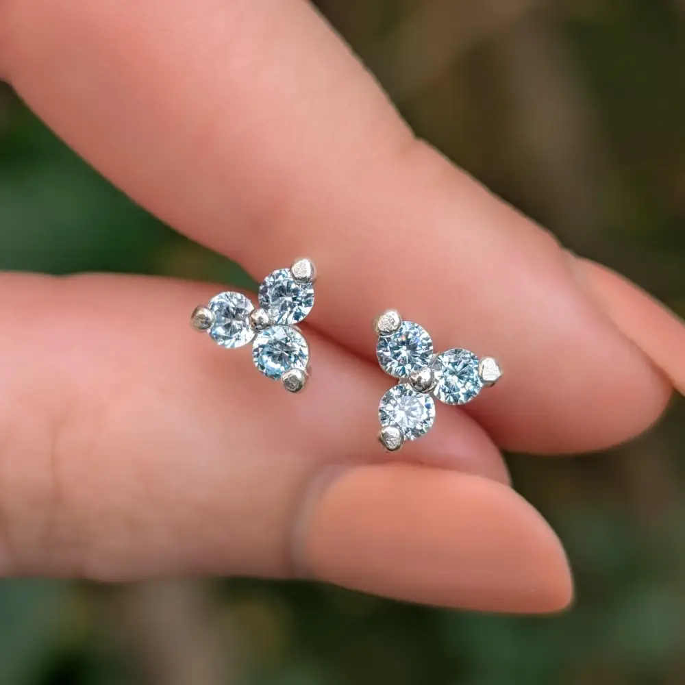 Tri-Cluster Aquamarine Earrings - Image 4