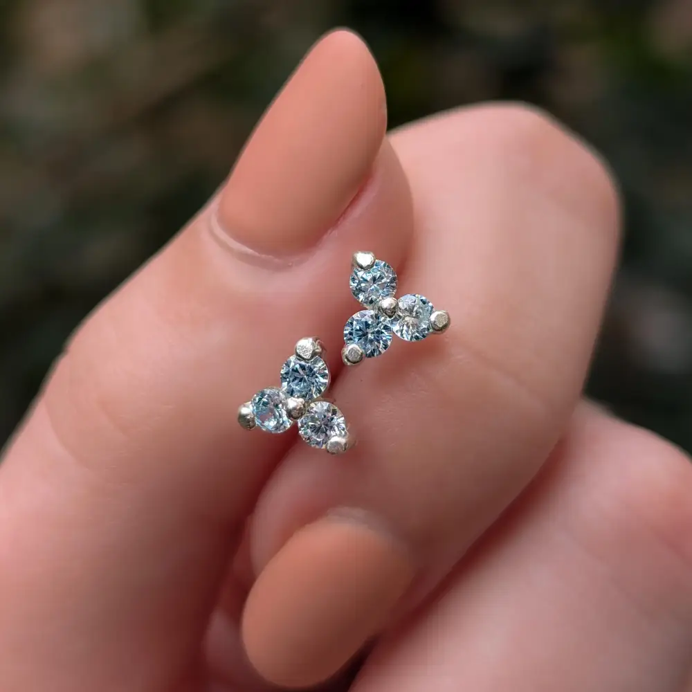 Tri-Cluster Aquamarine Earrings - Image 5
