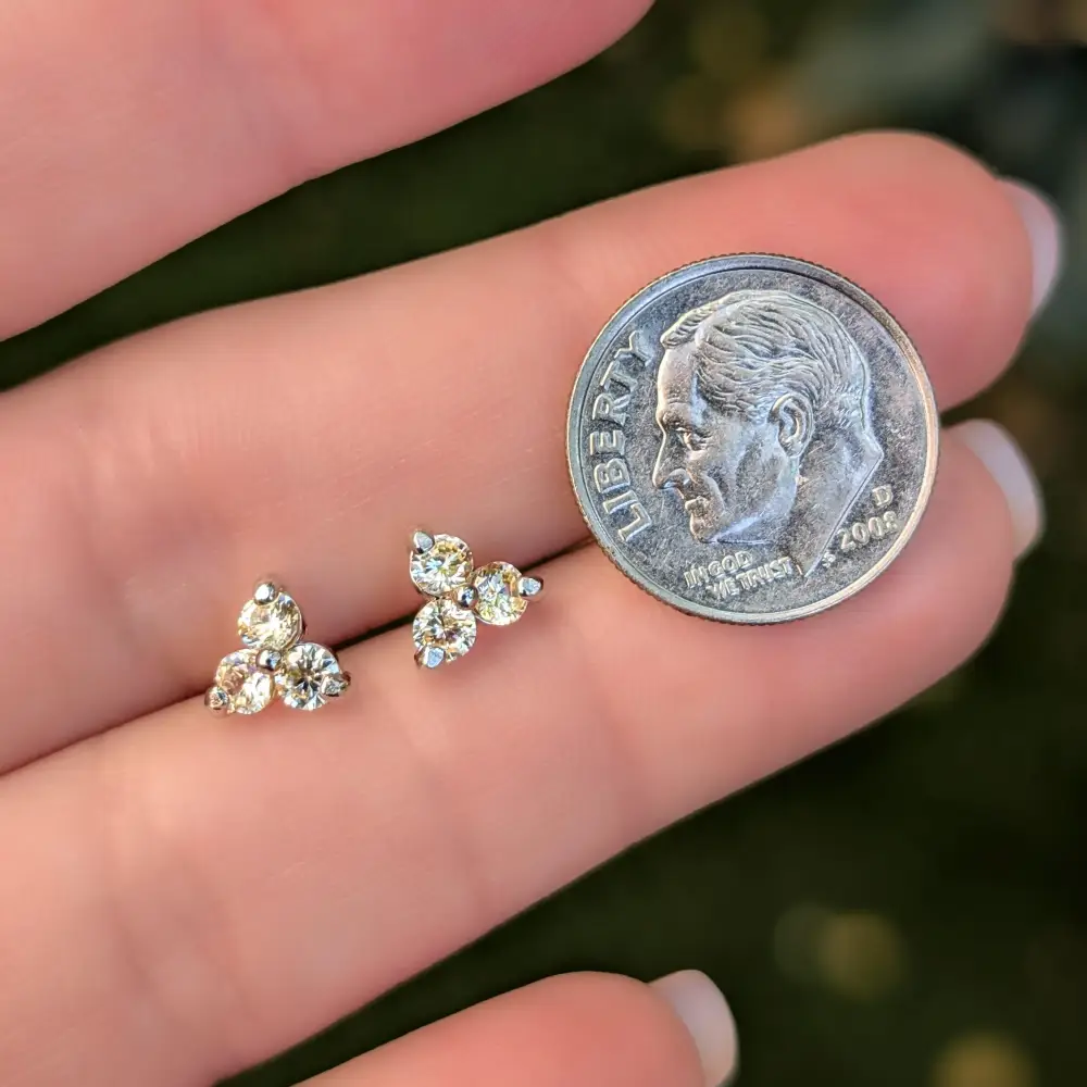 Tri-Cluster Champagne Sapphire Stud Earrings - Image 13
