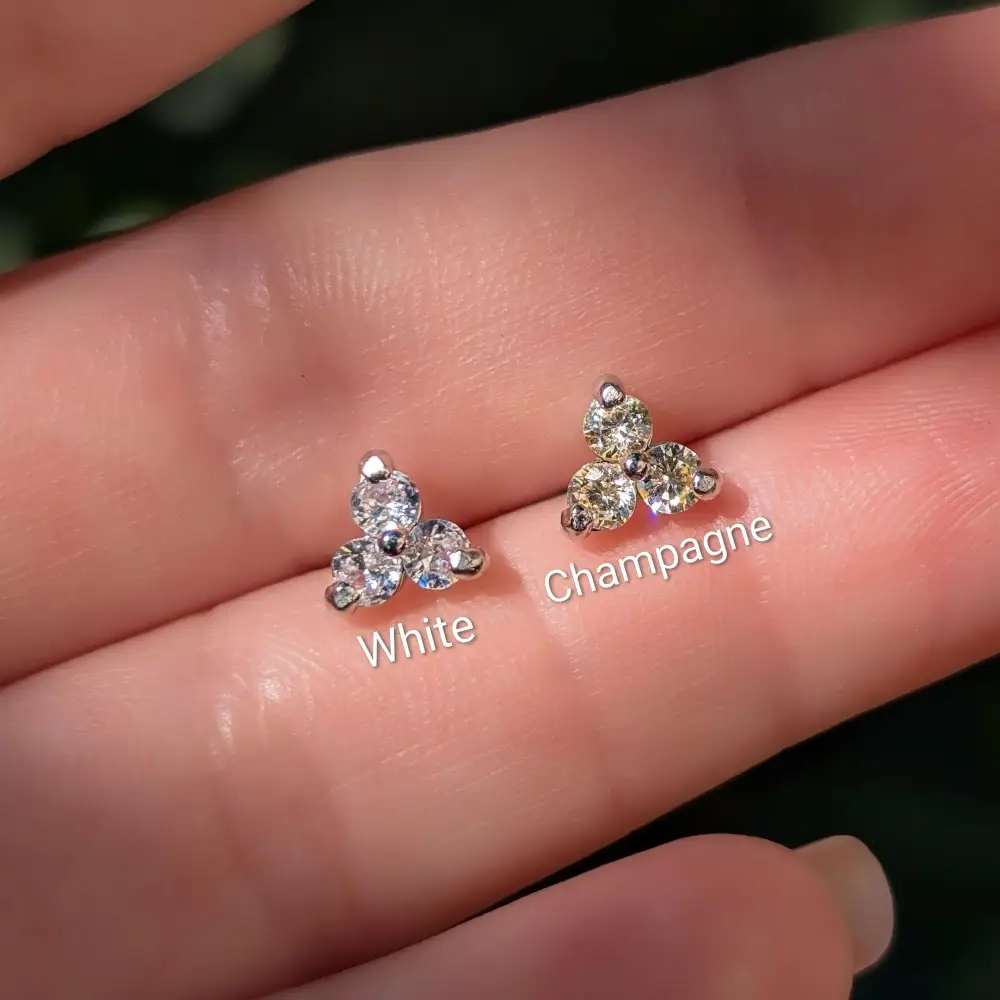 Tri-Cluster Champagne Sapphire Stud Earrings - Image 14