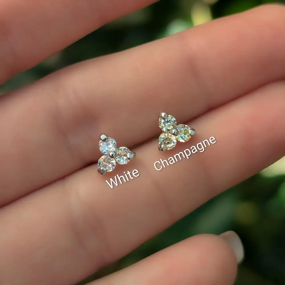 Tri-Cluster Champagne Sapphire Stud Earrings - Image 15