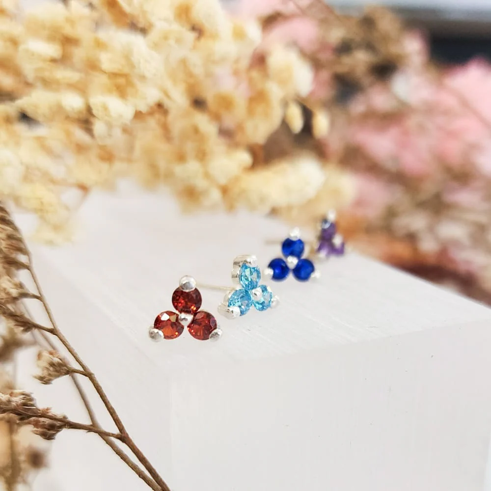 Tri-Cluster Gemstone Earrings - Image 4