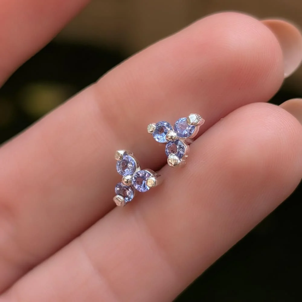 Tri-cluster Natural Tanzanite Earrings - Image 6
