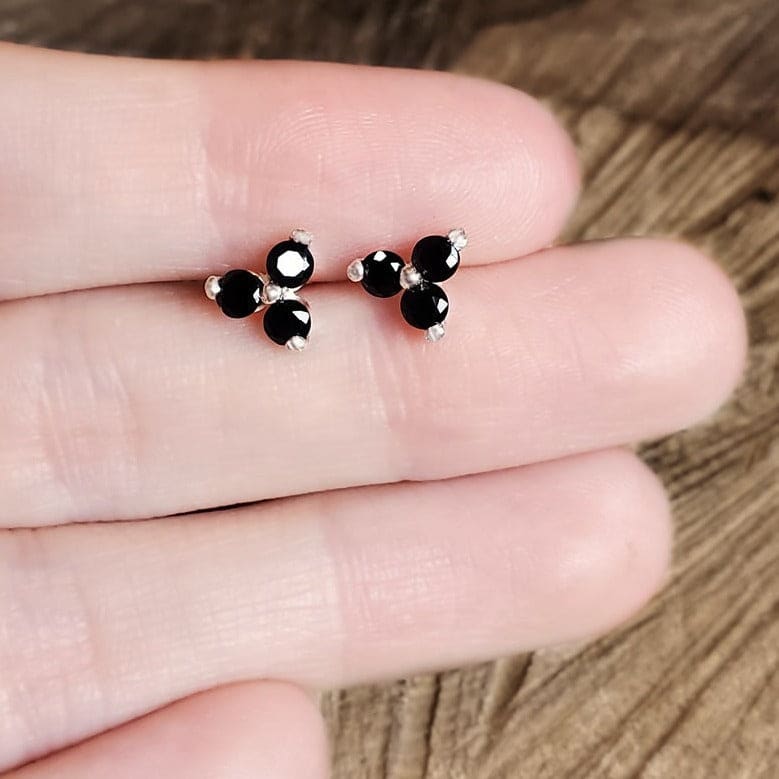 Tri-Cluster Onyx Stud Earrings - Image 3