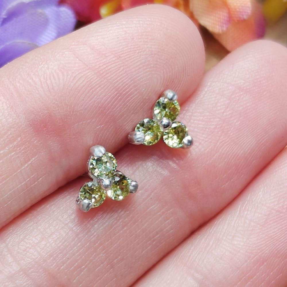 Tri-Cluster Peridot Earrings - Image 4